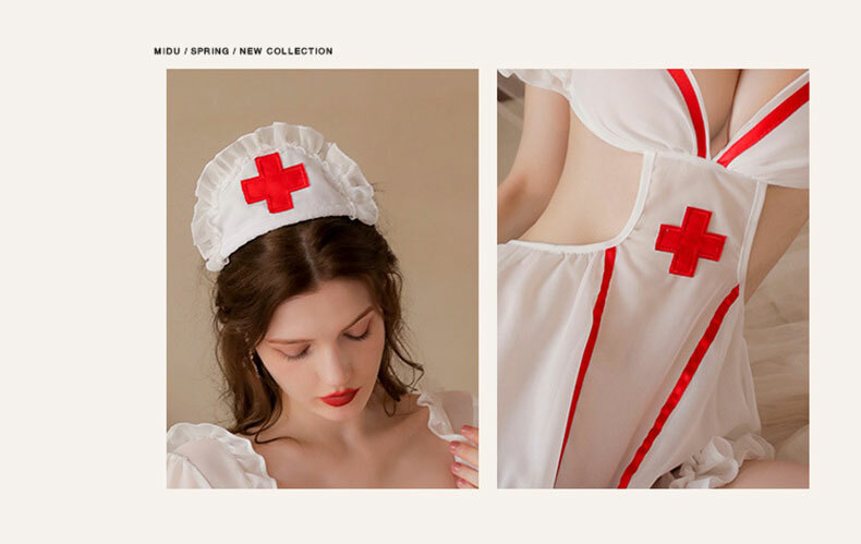 木耳邊甜美小護士套裝|情趣內衣