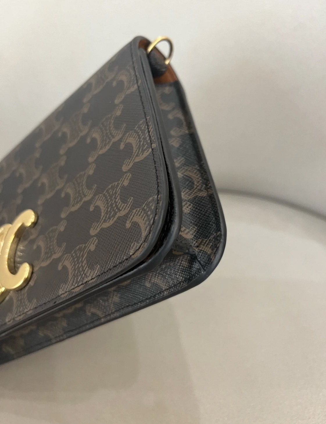 Celine 標誌印花牛皮革多口袋手袋