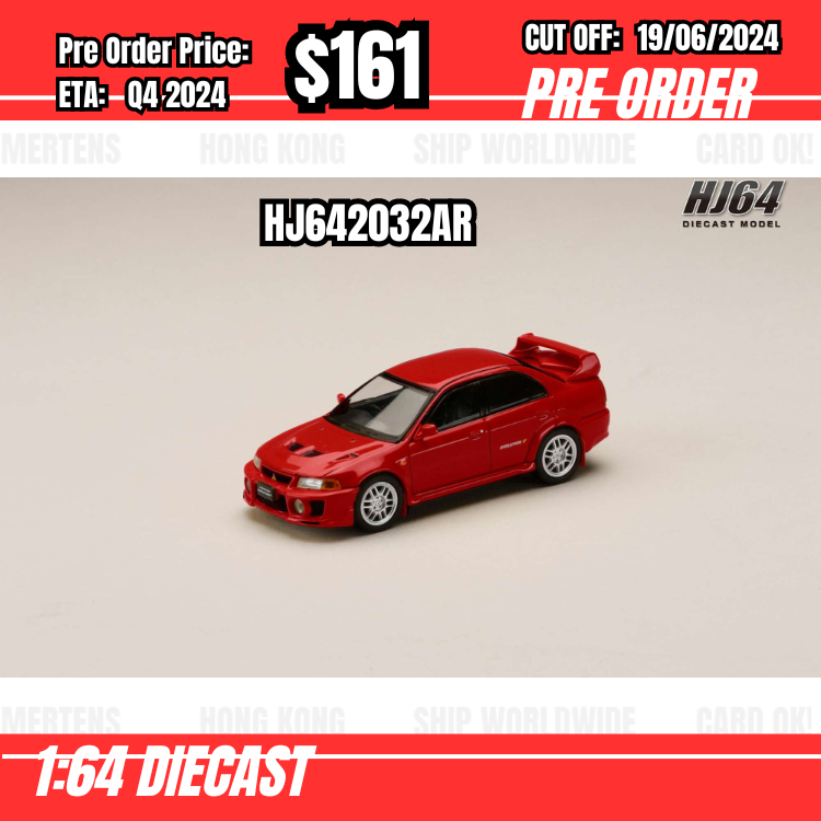 PO-$161 * Hobby Japan * 1:64 MITSUBISHI LANCER GSR EVOLUTION 5 (CP9A) 1998 with Mud flap RED HJ642032AR [OD12/06]