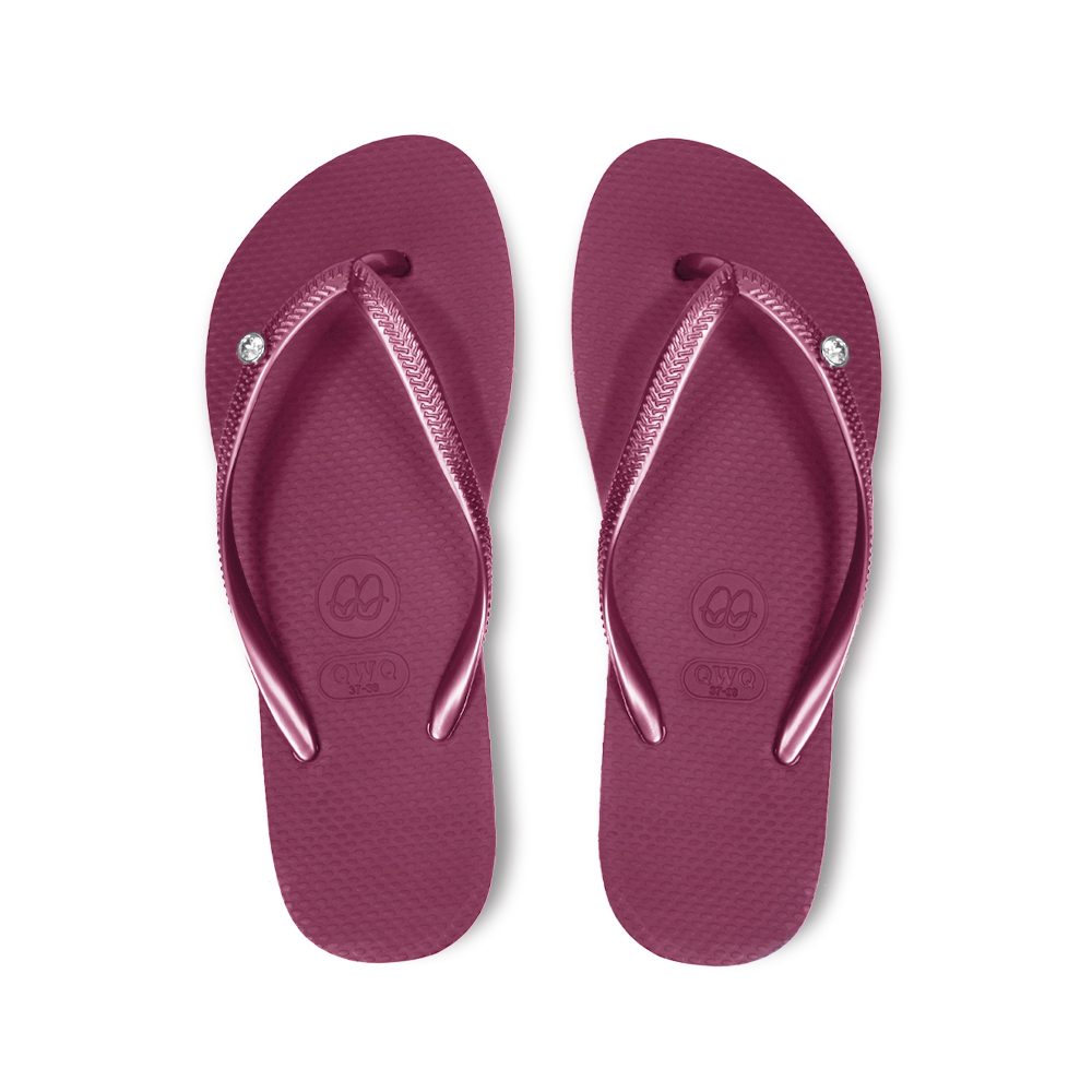 經典白色小鑽+女款經典平底夾腳 奧地利知名水晶