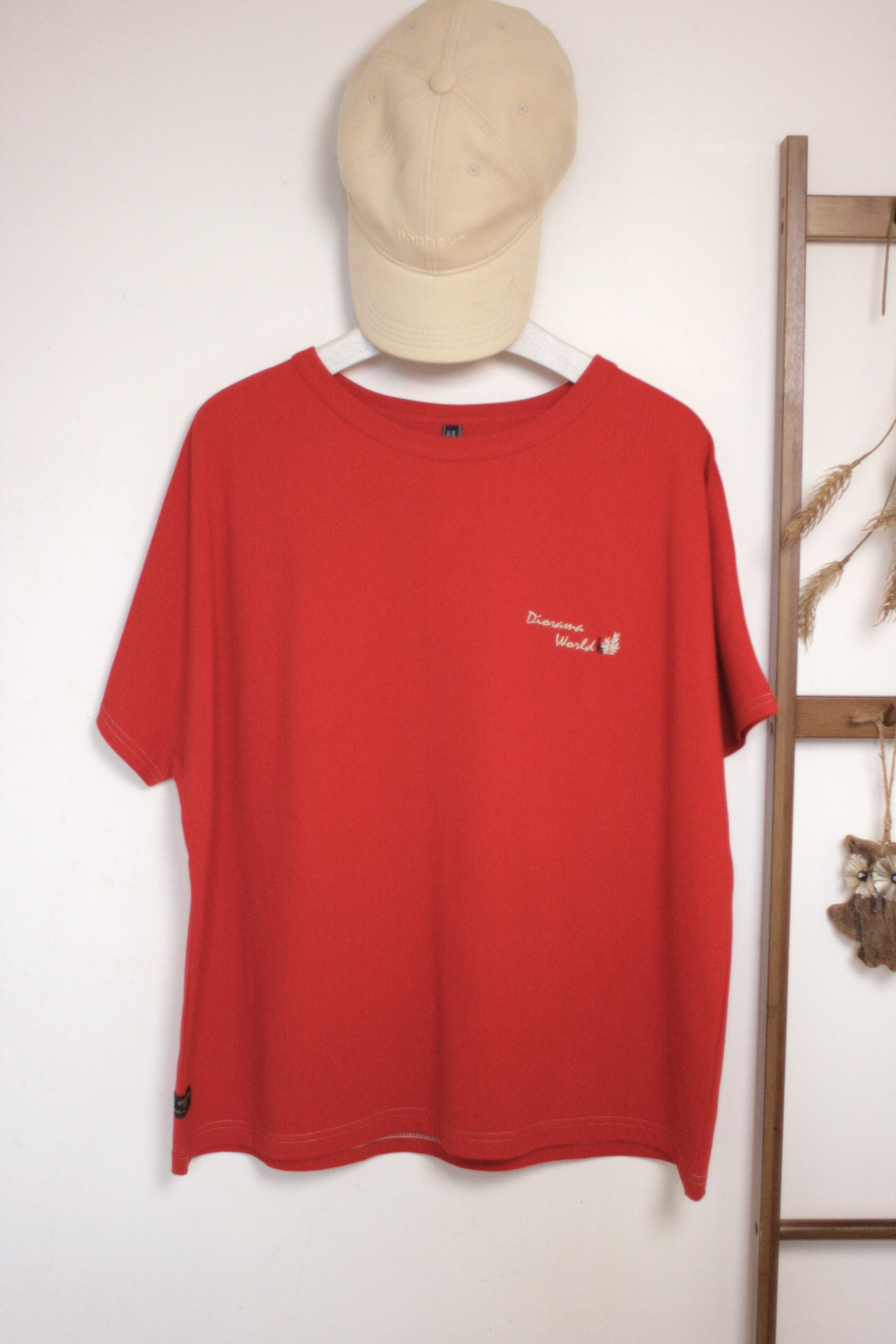 Northern Truck小鹿刺繡法式袖紅色T恤【日本直送】