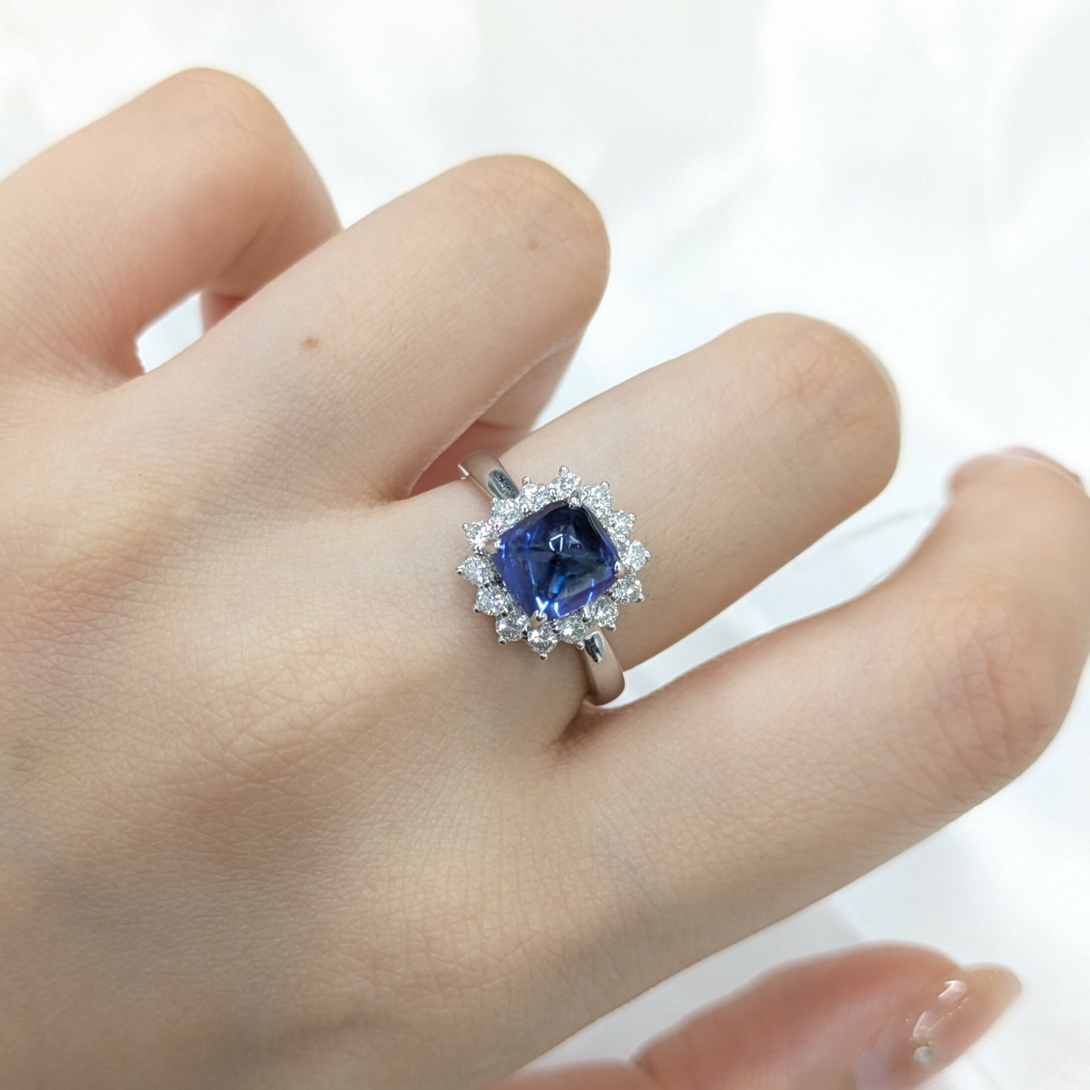 18K White Gold 2.60ct Sapphire and Diamond Ring
