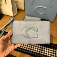[S] COACH CR392 LARGE CORNER ZIP DBS SCLP,SV/BLUE, 196395285549 (SCO773)