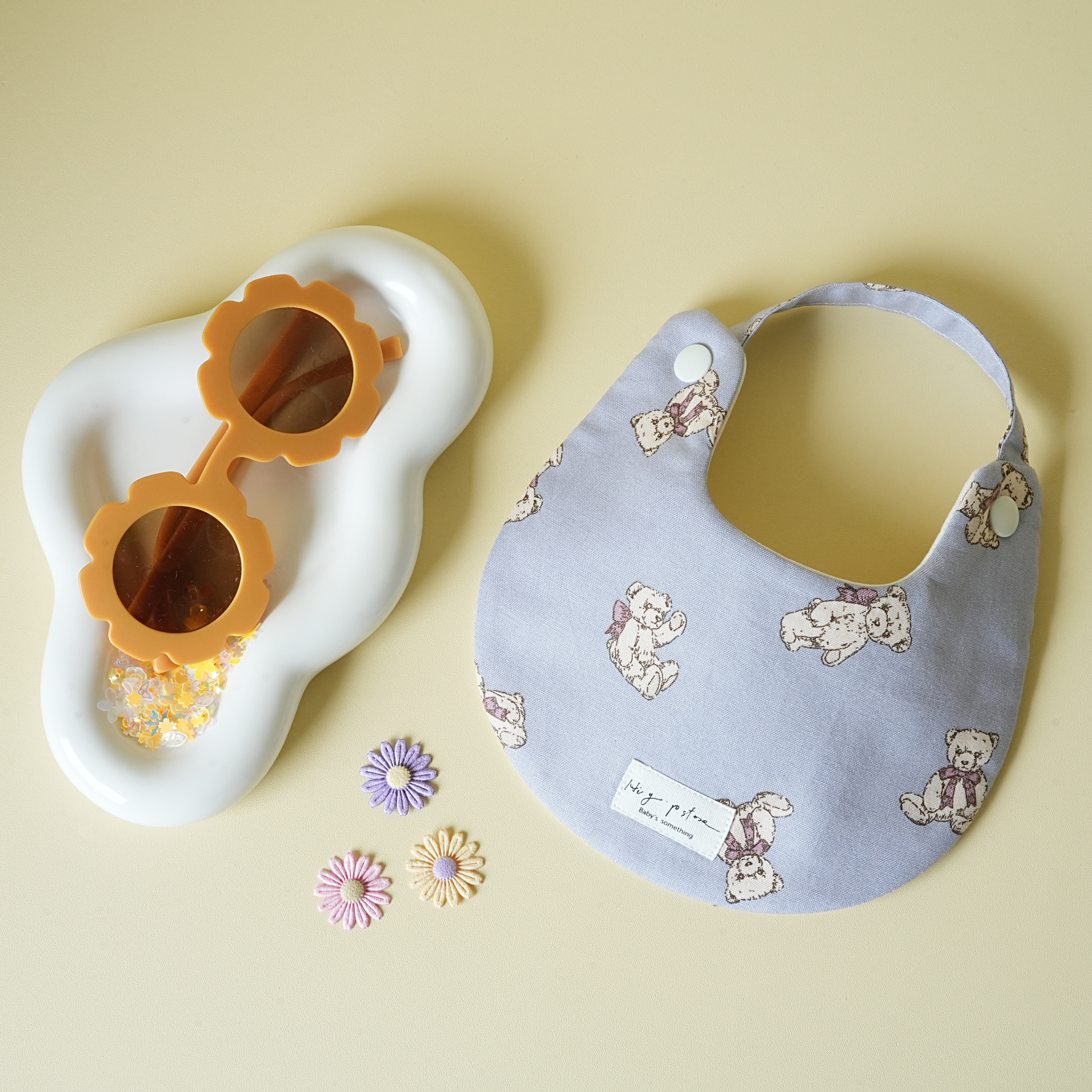 Hi Y.P store-手作圍兜-粉藍泰迪