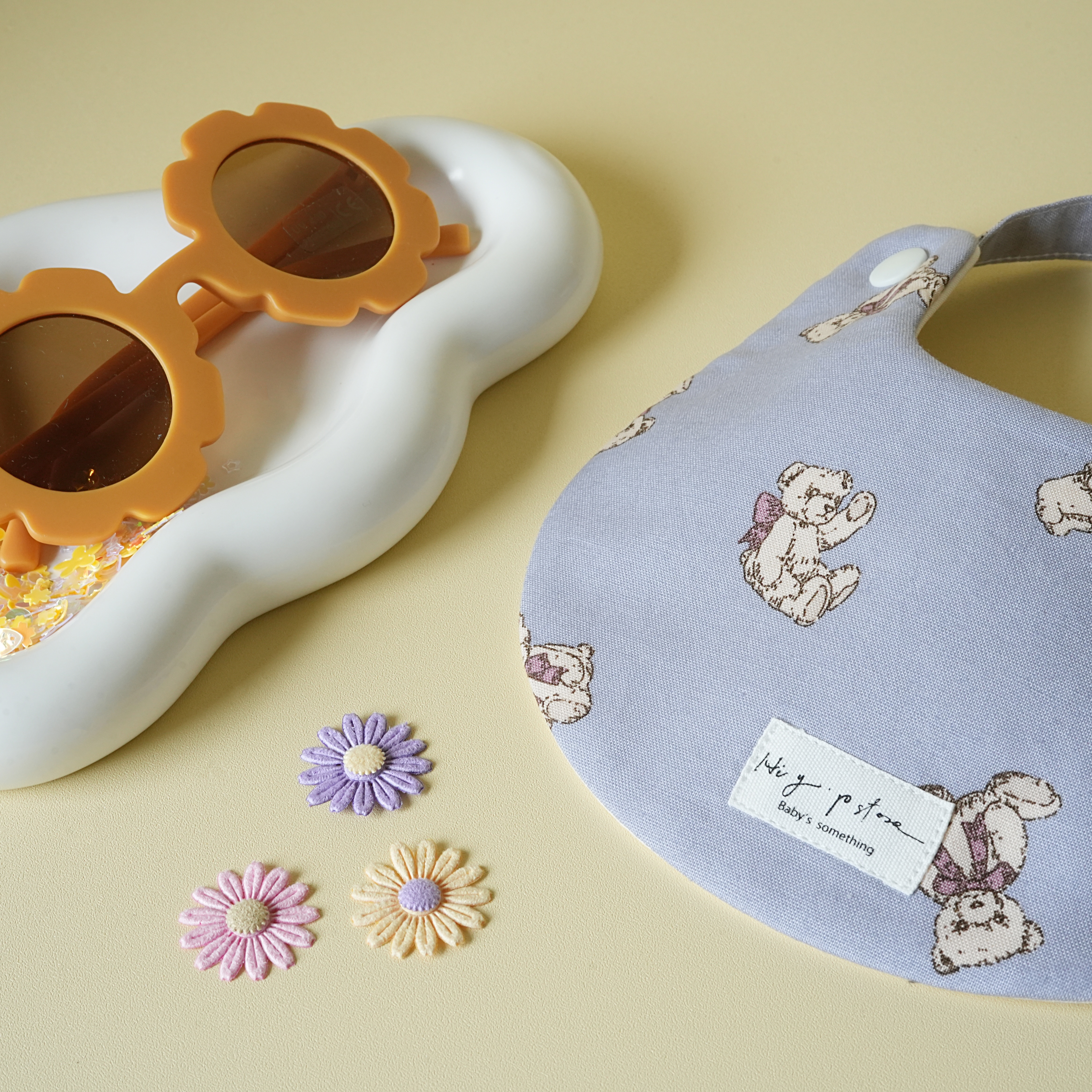 Hi Y.P store-手作圍兜-粉藍泰迪