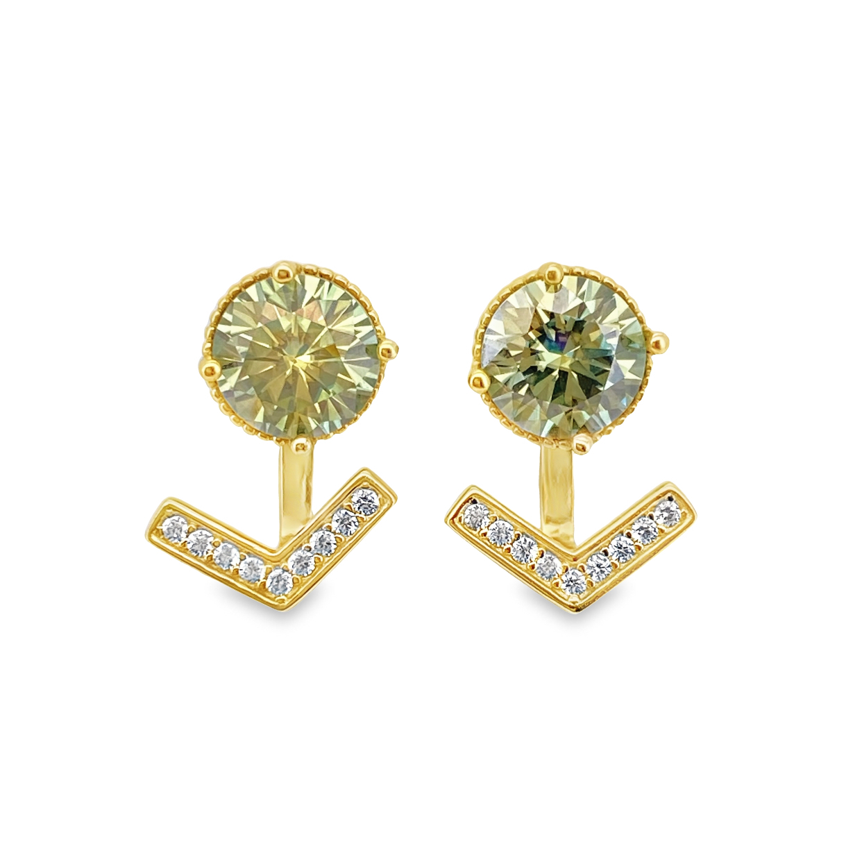 T7綠莫桑金色耳釘