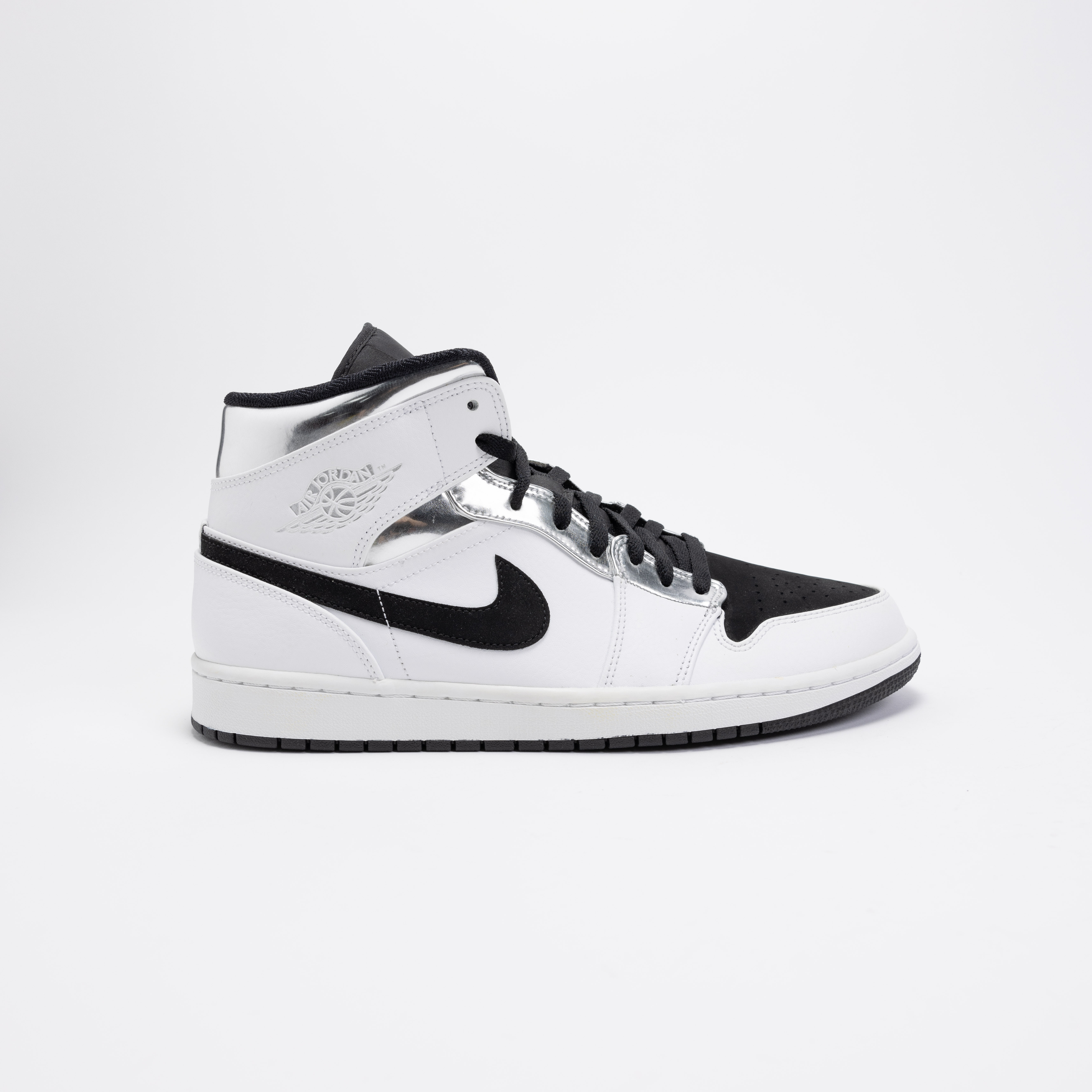 【瑕疵商品29】-(B9)-AIR JORDAN 1 RETRO MID 白銀 倫納德 - 554724 121