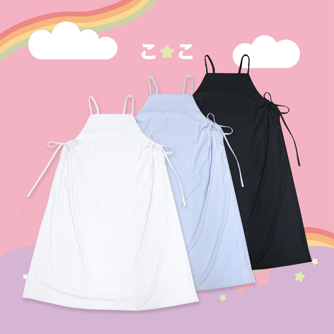 こ♡こ 氣質蝴蝶結側口袋細肩長洋裝