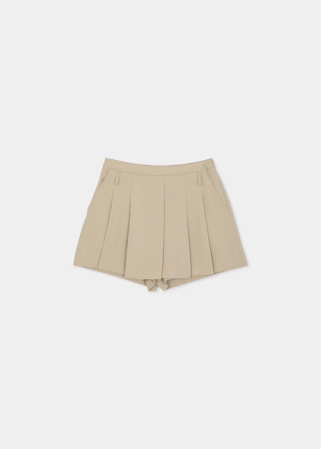 P30 質感百摺褲短裙 卡其S