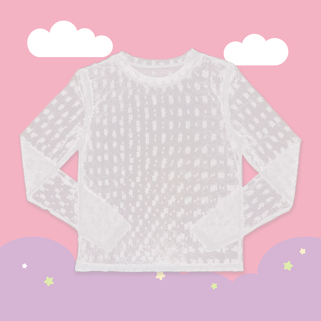 こ♡こ 小花花網紗透膚上衣