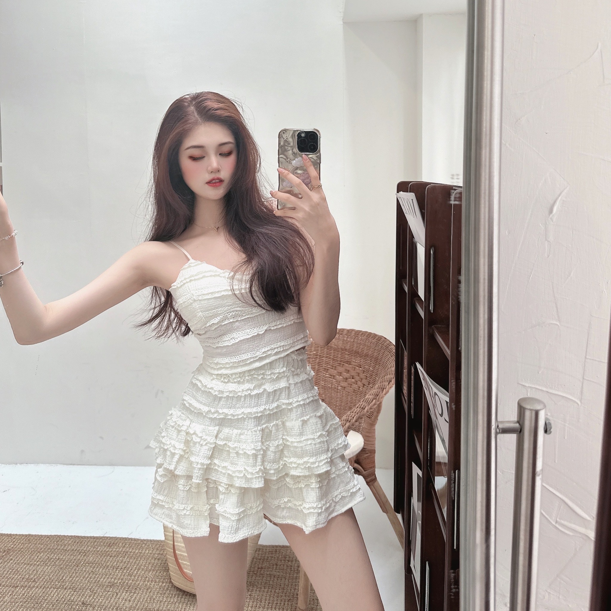 甜欲蕾絲芭蕾荷葉邊套裝/三色