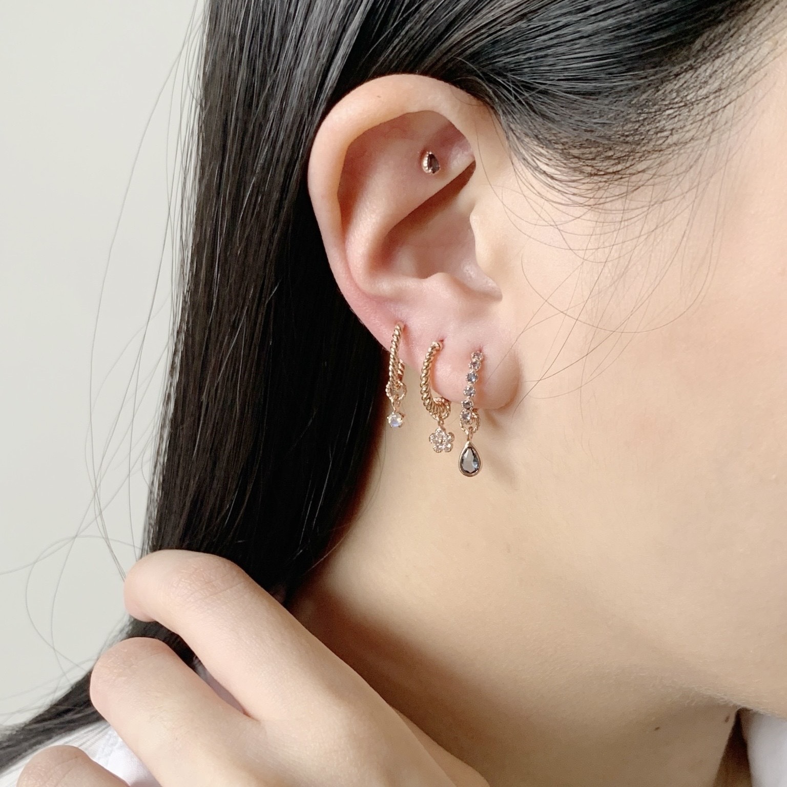 迷你五爪拉長石耳墜