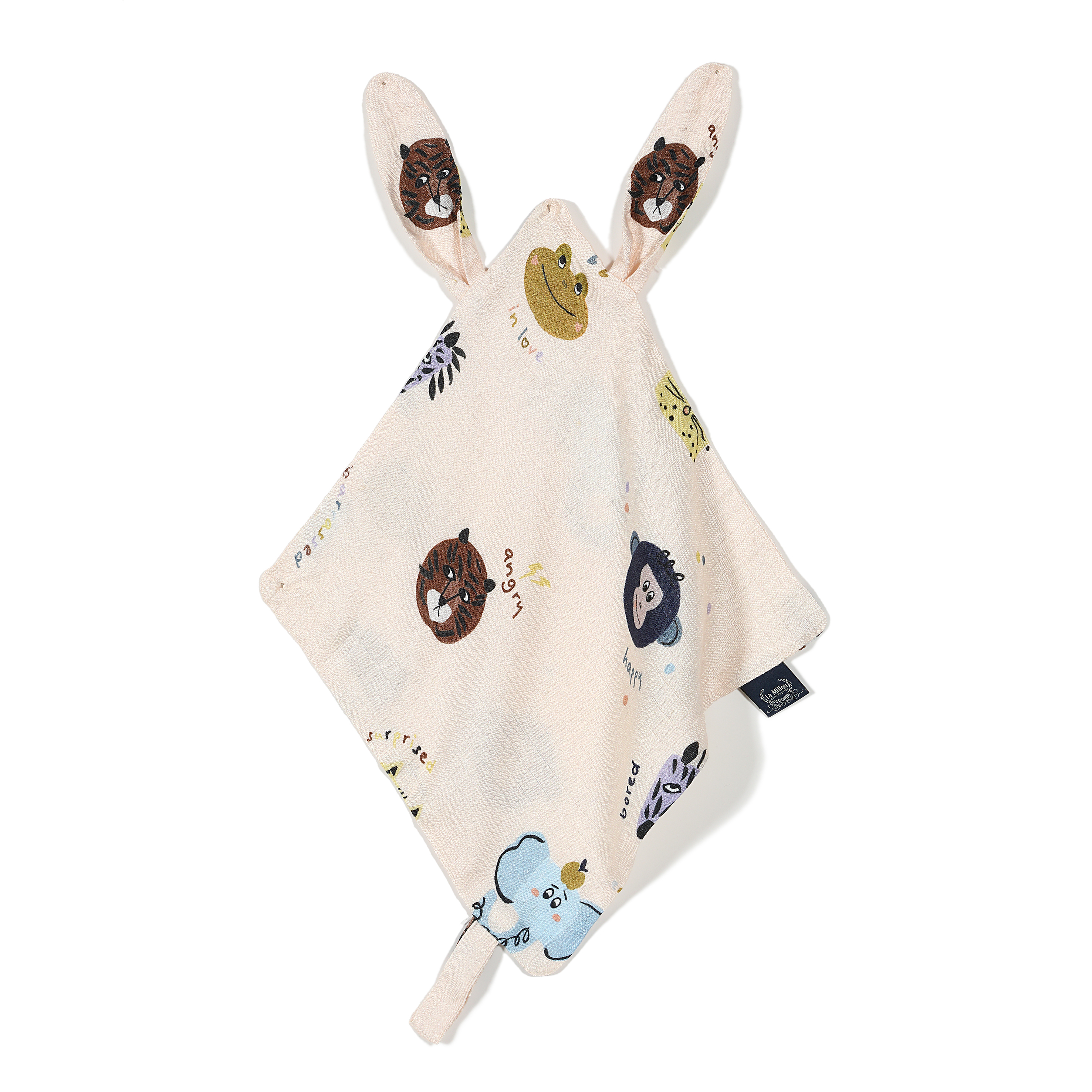 【原售價$799】La Millou波蘭 100%竹纖銀離子紗布巾玩偶奶嘴帶｜動物急轉彎