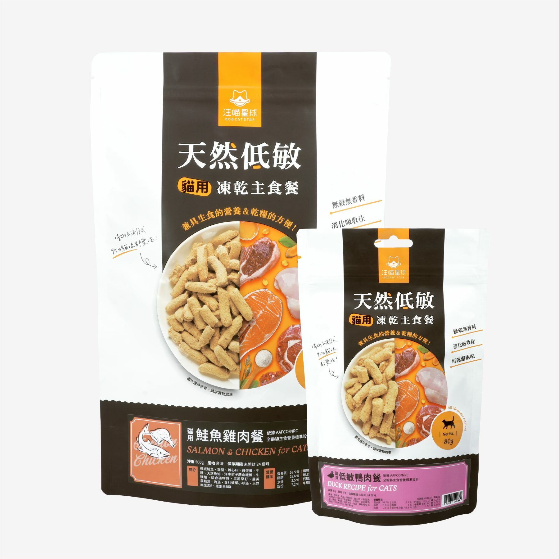 汪喵星球 - 貓咪冷凍乾燥生食餐 - 低敏鴨肉餐 (80g/500g) *新包裝