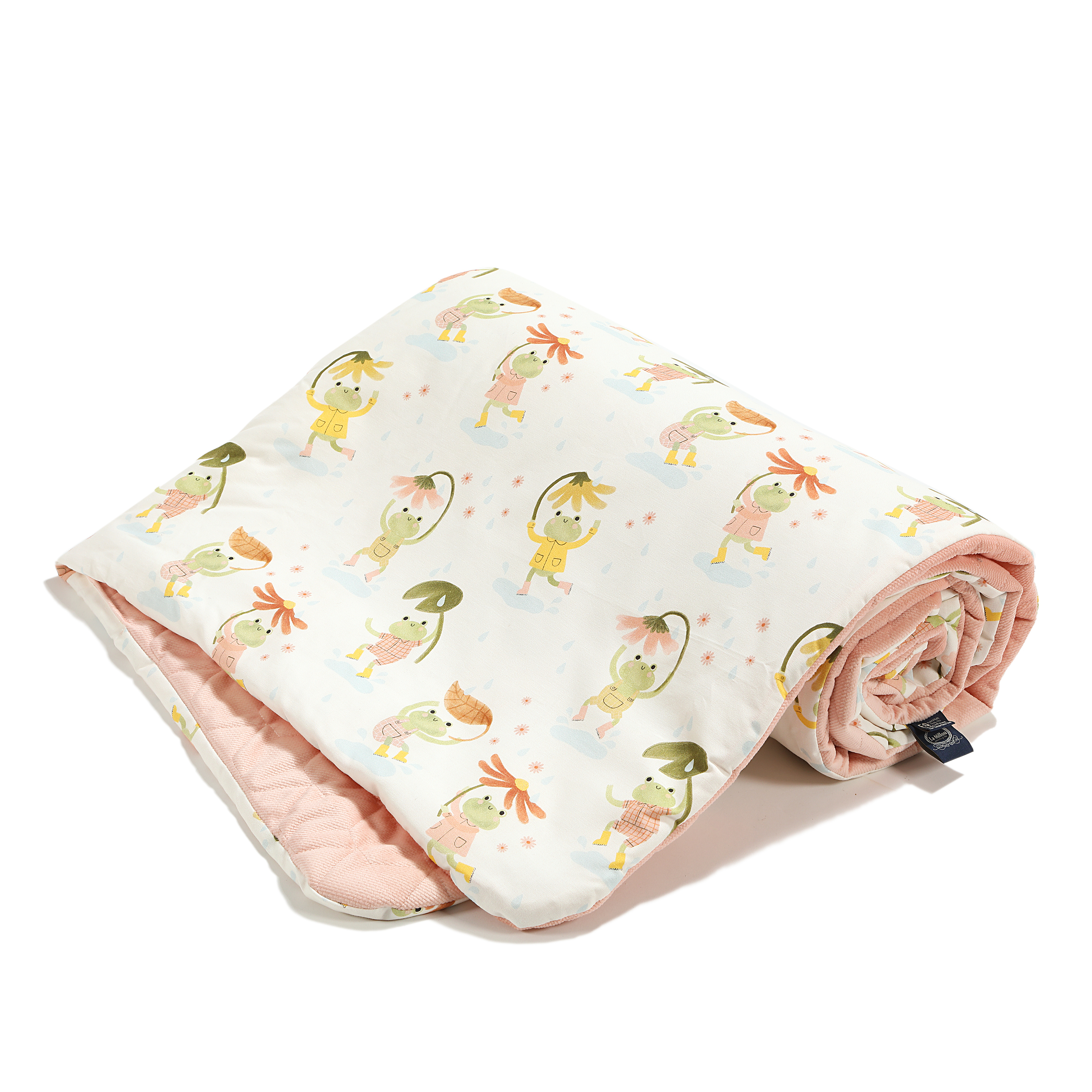 La Millou波蘭 Velvet頂級棉柔雙面柔柔毯加大｜雨點荷葉蛙｜舒柔嫩粉