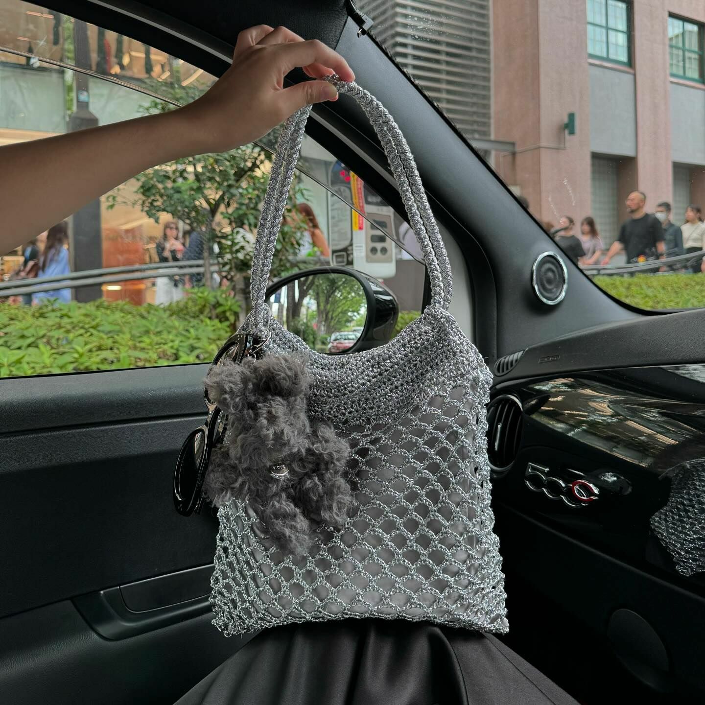 B:MING by BEAMS 銀色 黑色 光澤感 編織 手提 肩背包