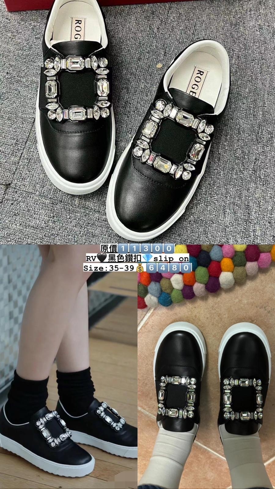 RV 黑色厚底方鑽扣鞋 -M