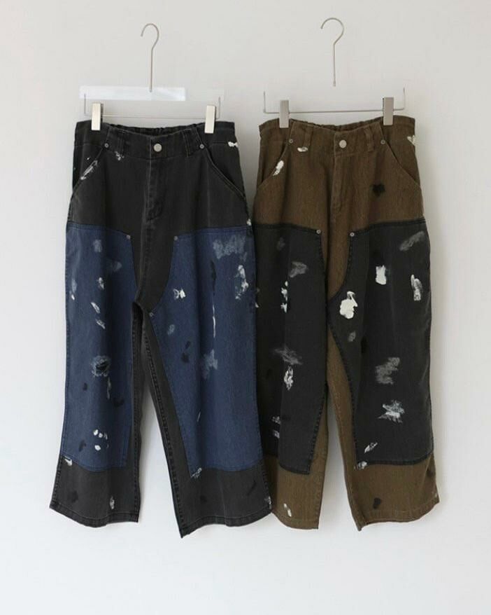 拼色油漆鬆身褲 12GAUGE-032P