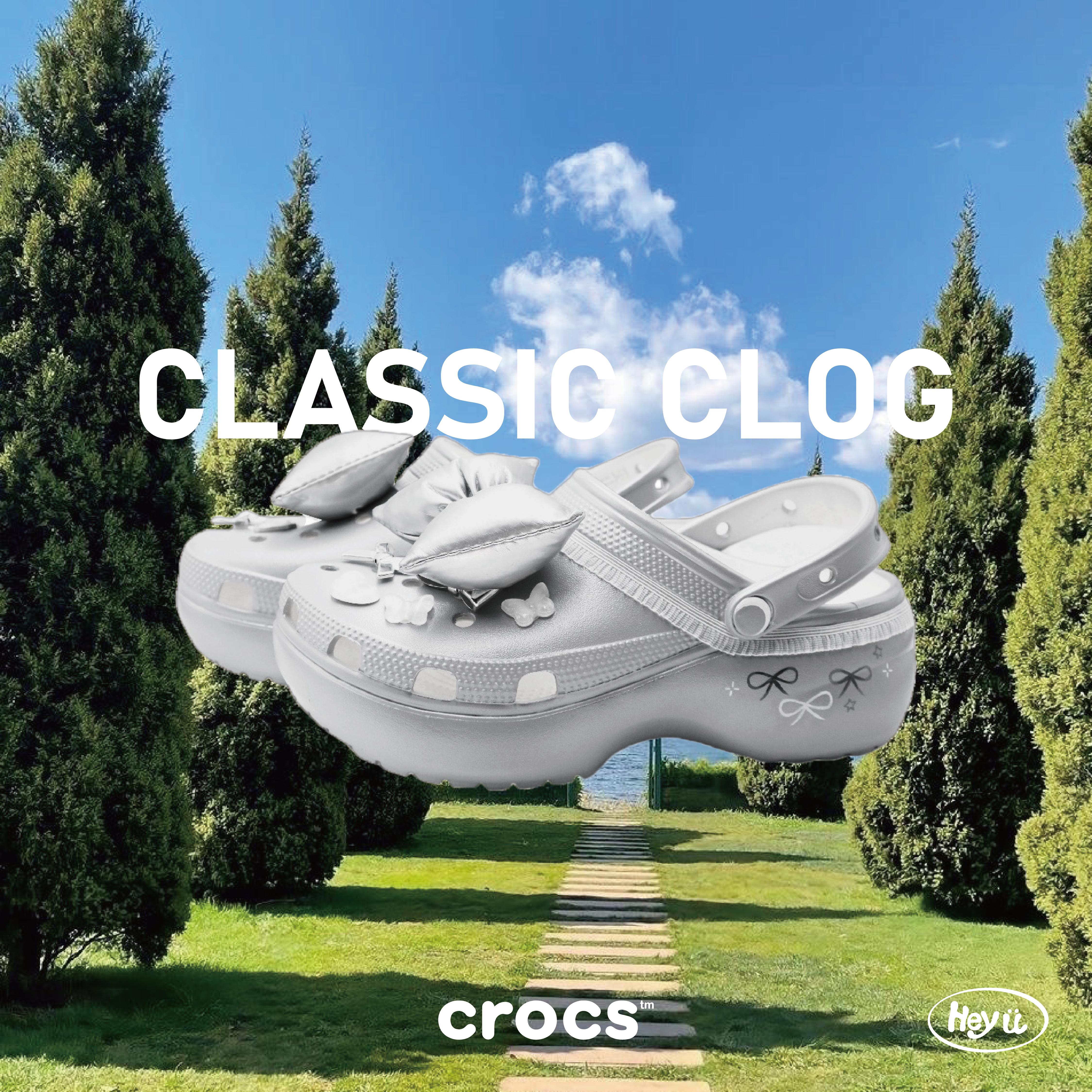 <訂製款> CROCS Classic Clog  (芭蕾銀白) 女款