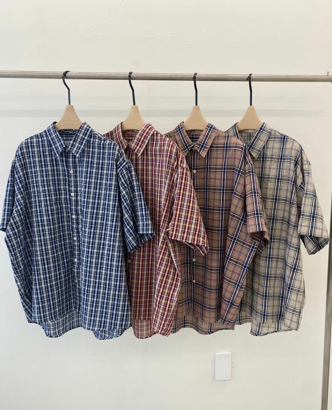 格仔短袖恤衫 And More-037S