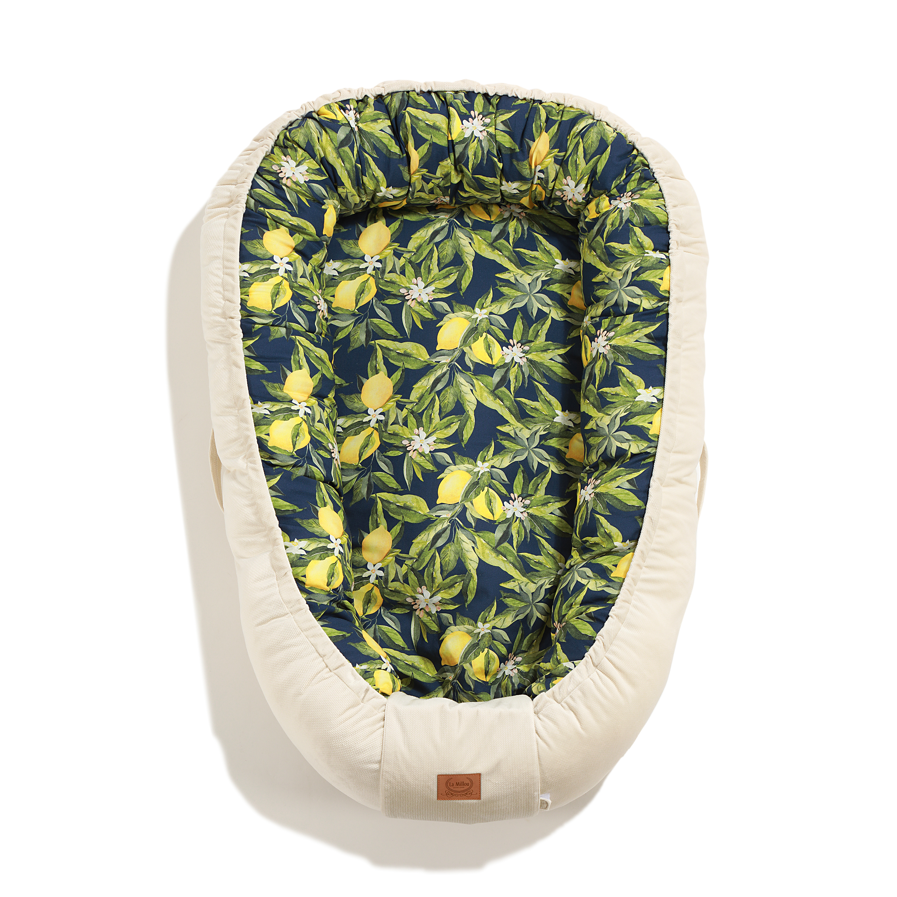La Millou波蘭 Velvet 頂級棉柔嬰兒睡窩(鋪棉版)｜波西萊姆(靛底)｜舒柔純白