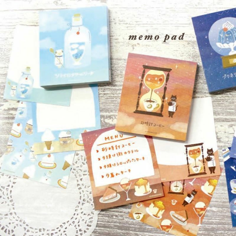 日本古川紙工 SORA CAFÉ 咖啡館系列 4圖案方形便條紙本 共四款