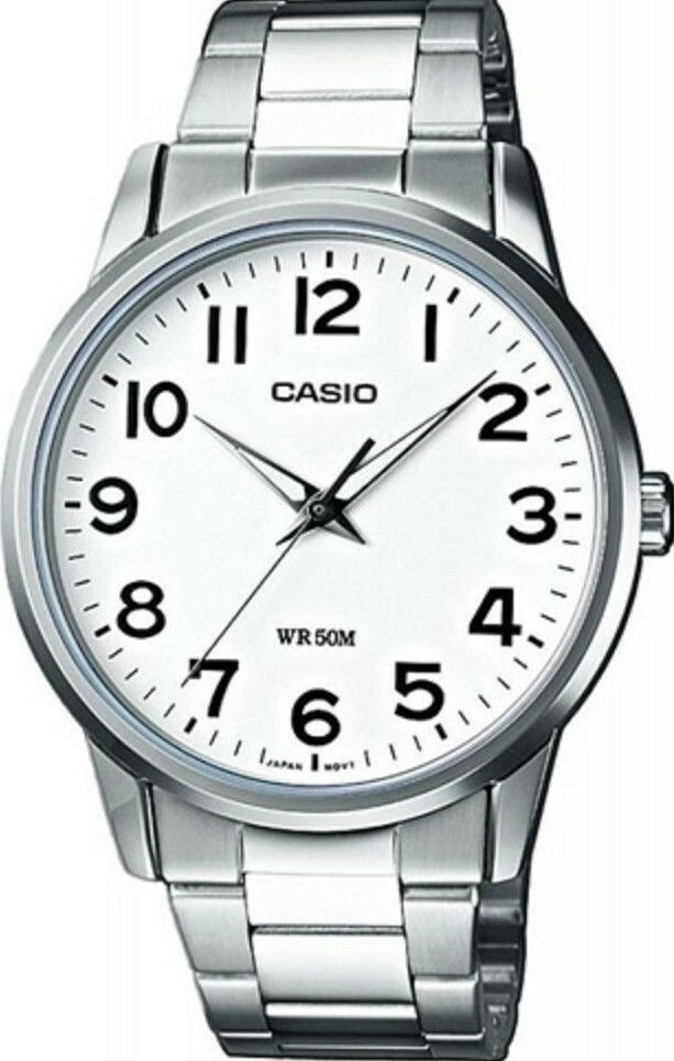 萬年鐘錶 - CASIO  白面數字經典不鏽鋼男錶 MTP-1303D-7B  錶徑40MM