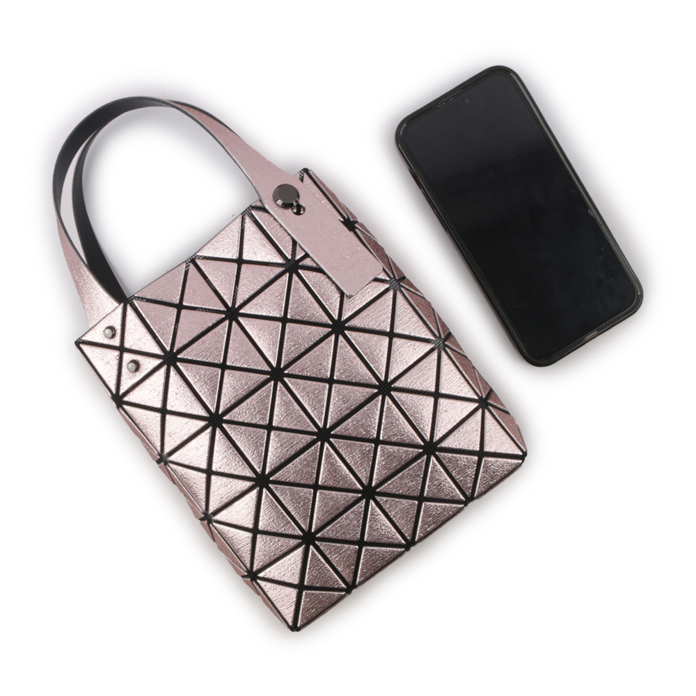 【ISSEY MIYAKE三宅一生】BAO BAO 5X4 立體金屬色迷你方盒手提包(玫瑰粉) AG173 23