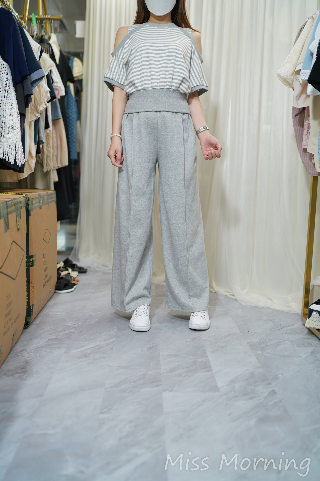 露肩條子款一套兩件(13986)