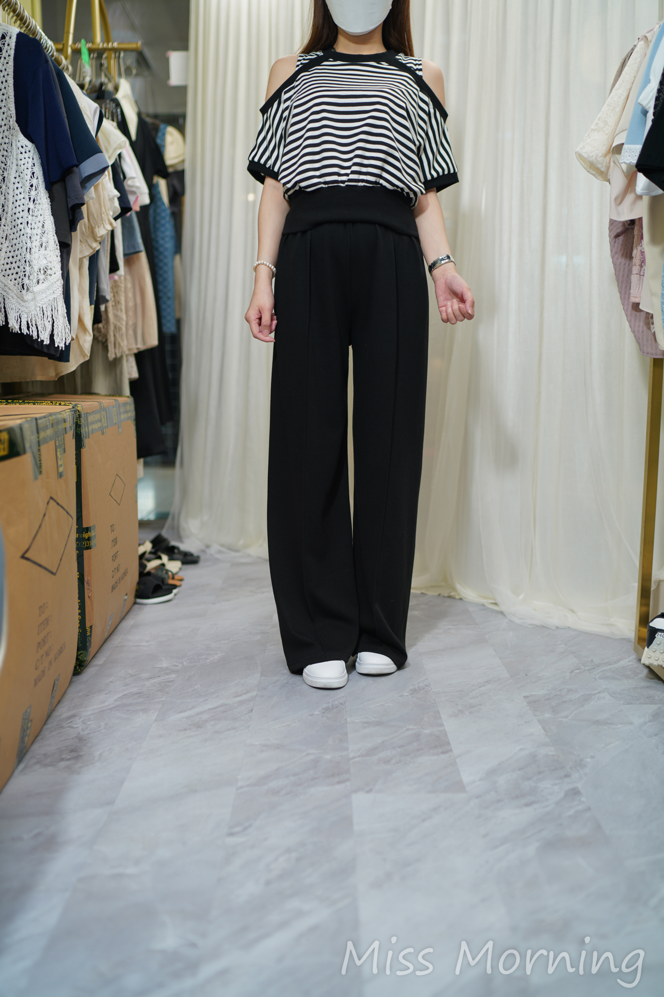 露肩條子款一套兩件(13986)