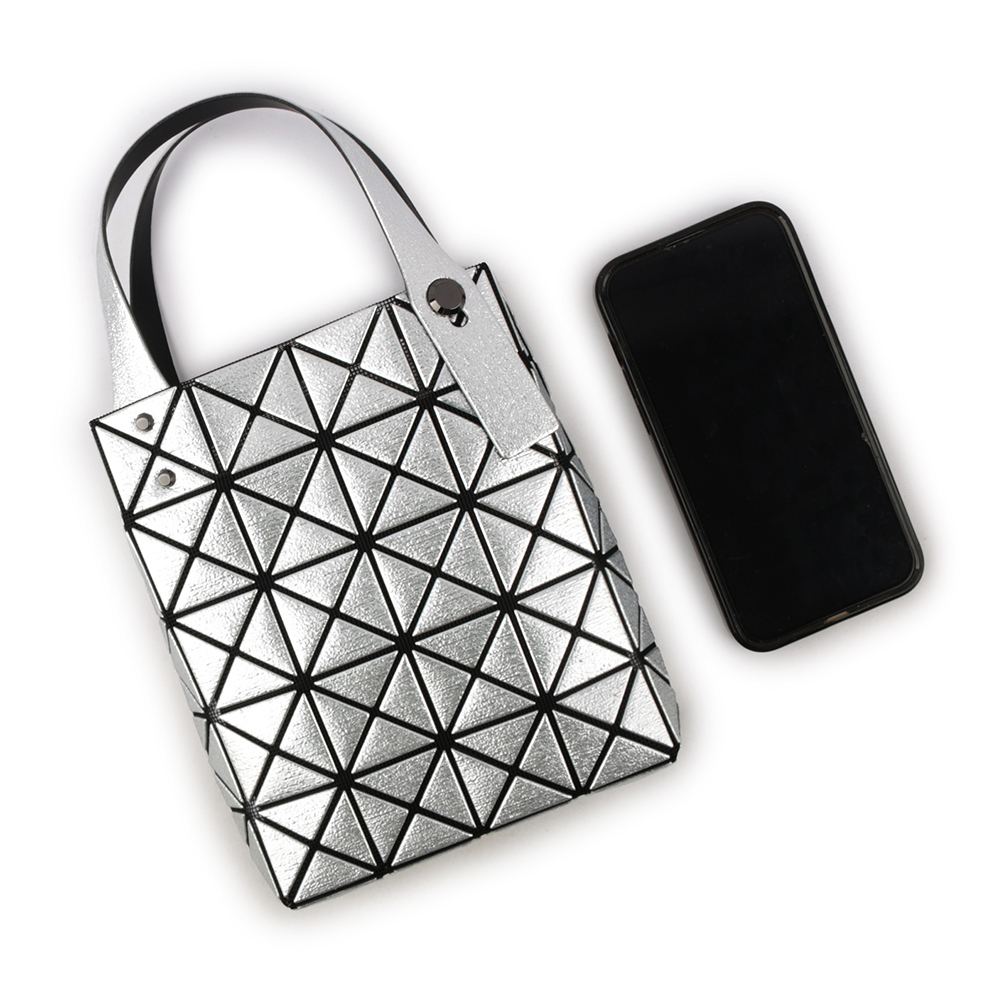 【ISSEY MIYAKE三宅一生】BAO BAO 5X4 立體金屬色迷你方盒手提包(銀色) AG173 91