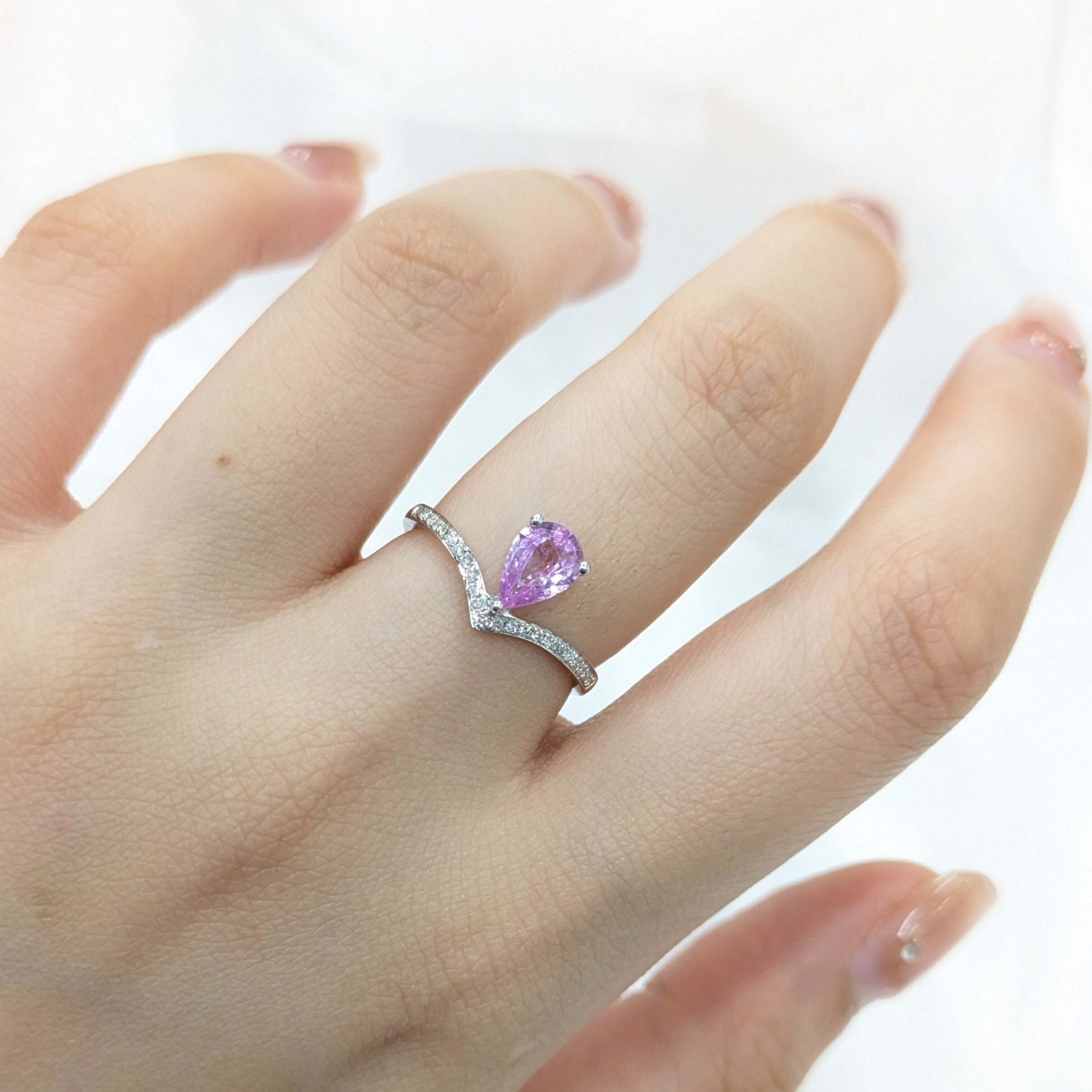 18K White Gold 0.67ct Pink Sapphire and Diamond Ring
