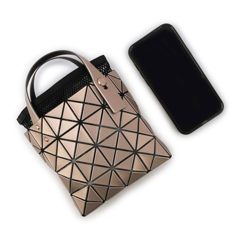 【ISSEY MIYAKE三宅一生】BAO BAO LUCENT BOXY 4X4 迷你金屬色手提包(橘色) AG651 32