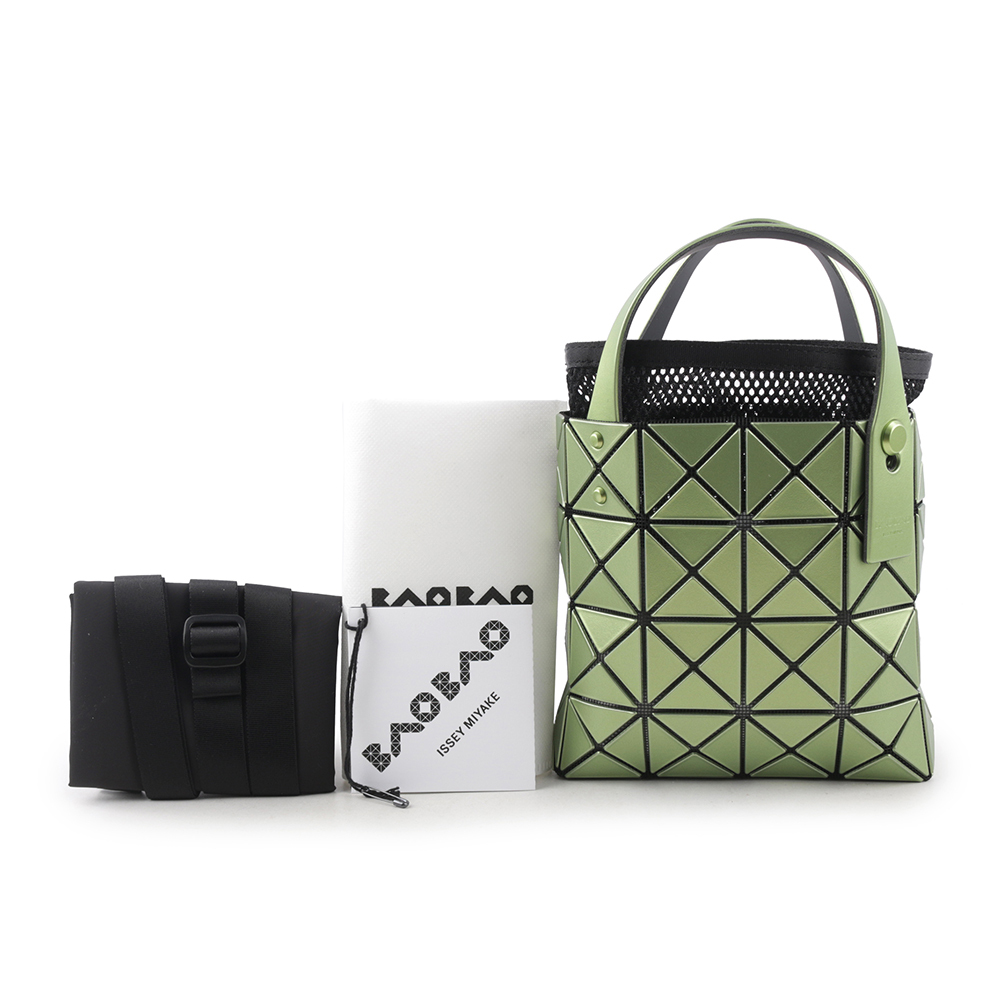 【ISSEY MIYAKE三宅一生】BAO BAO LUCENT BOXY 4X4 迷你金屬色手提包(淺綠色) AG651 61