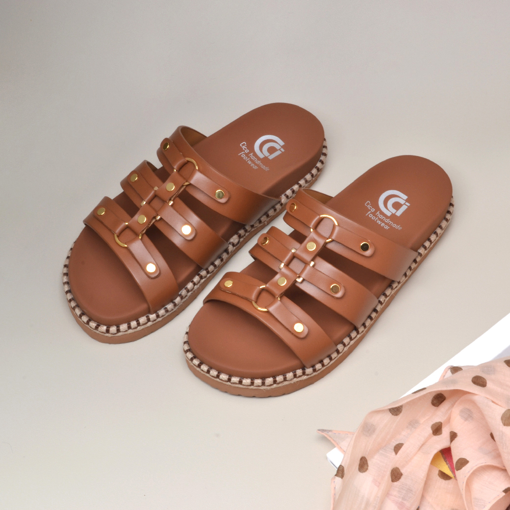 6329 棕色 羅馬厚底涼鞋