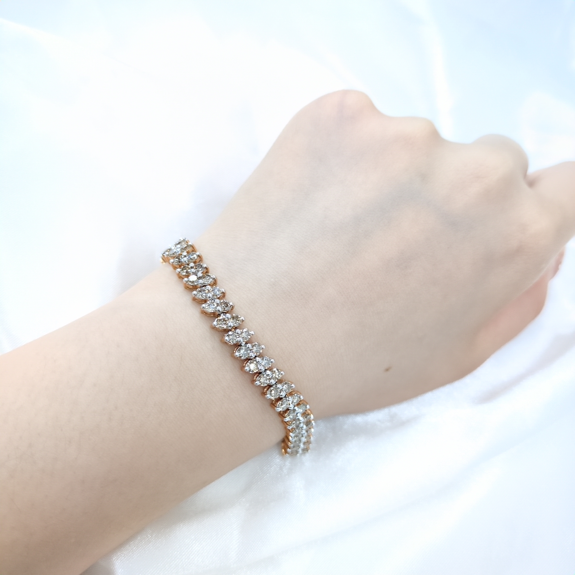 全新18K金7卡21份鑽石手鍊