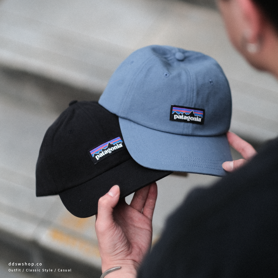 Patagonia 帽子 經典Logo 標籤老帽 黑色 霧藍色
