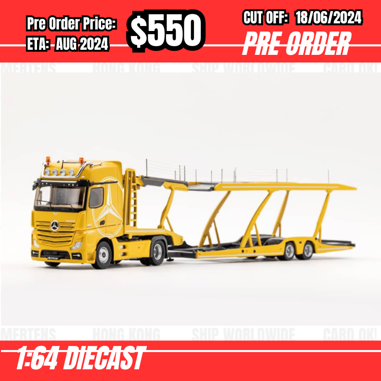PO-$550 * GCD * 1:64 Mercedes Actros Double Deck Trailer Yellow [OD13/06]