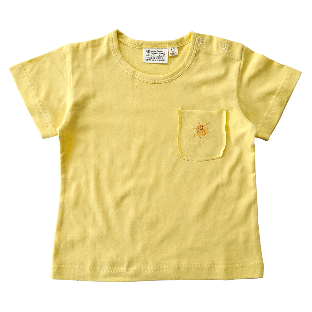 幼兒BD口袋薄短T-鵝黃 | 藍天畫布有機棉