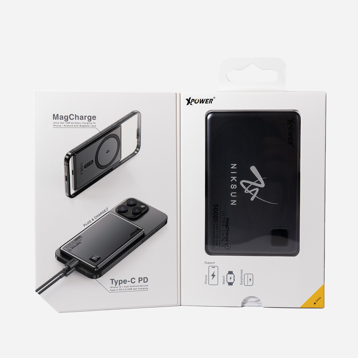 XPower x Niksun 5000mAh PD3.0 磁吸無線外置充電器