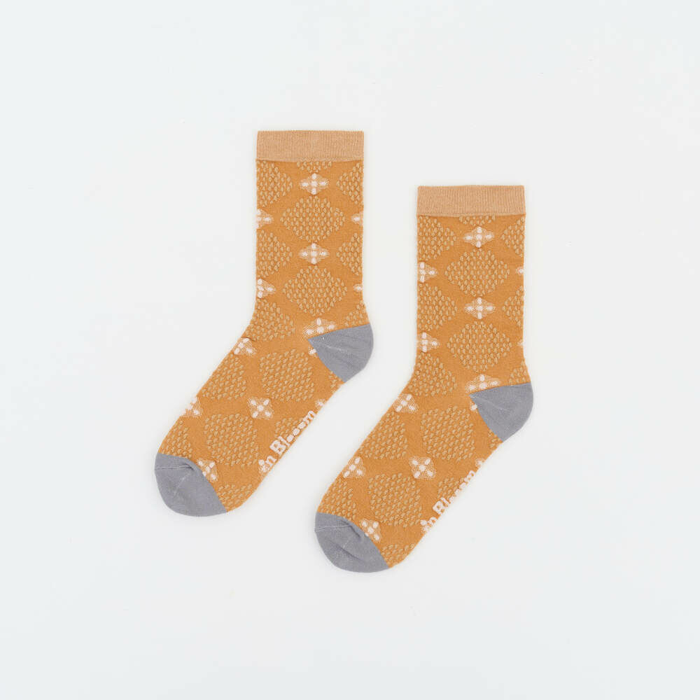 Crew Socks/Begonia Glass Pattern/Sunset Orange