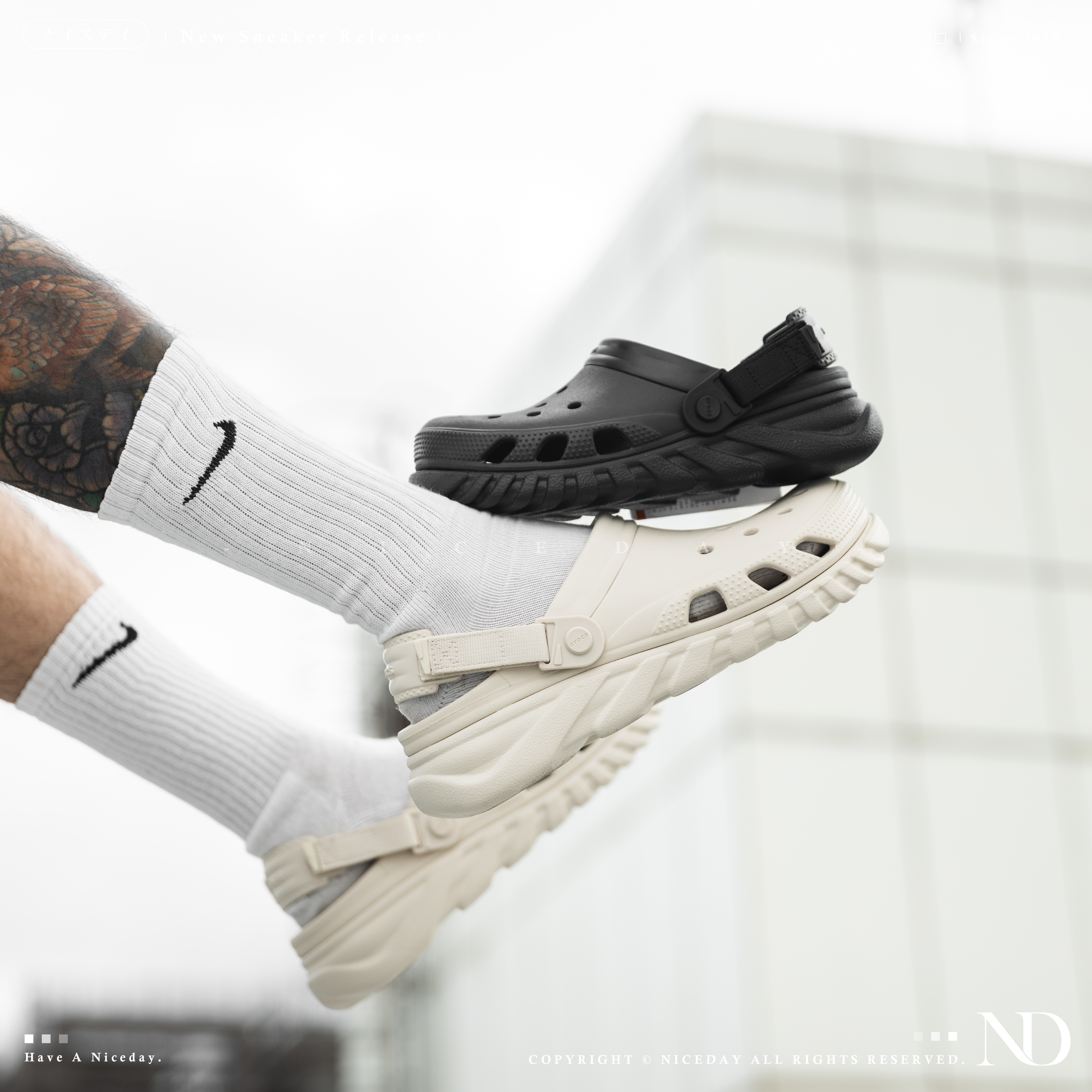 NICEDAY 現貨 Crocs Classic Crush 渦輪 洞洞鞋 厚底 踩屎感 黑 白