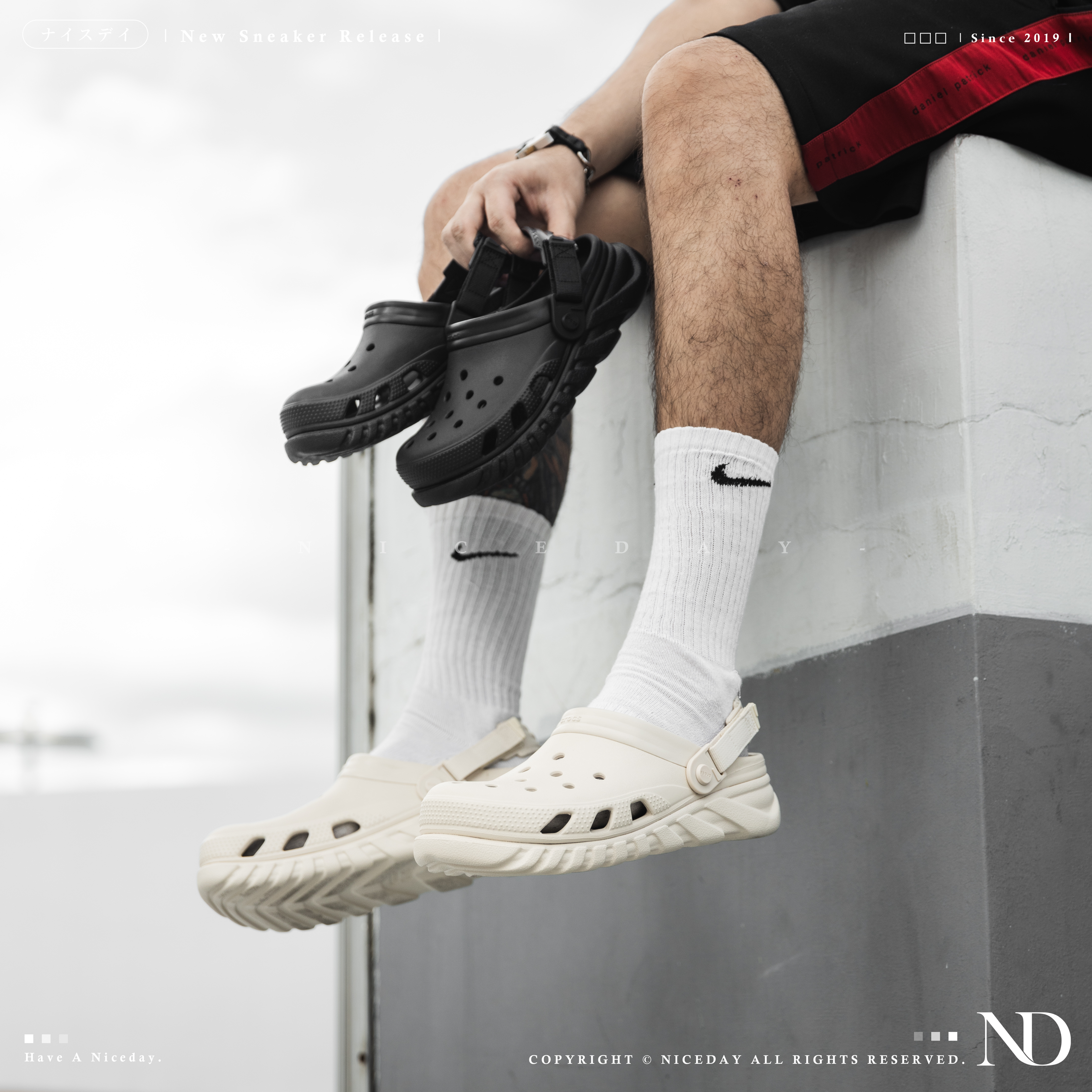 NICEDAY 現貨 Crocs Classic Crush 渦輪 洞洞鞋 厚底 踩屎感 黑 白