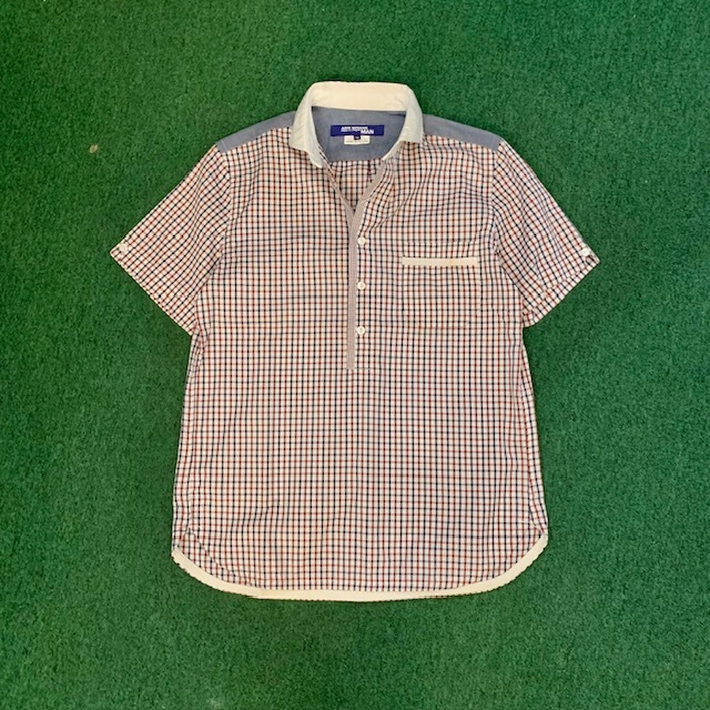 ON SALE 60% OFF: JUNYA WATANABE CDG BLUE/RED MIXED CHECK SS SHIRT - SIZE XS IN STOCK NOW (現貨發售中)