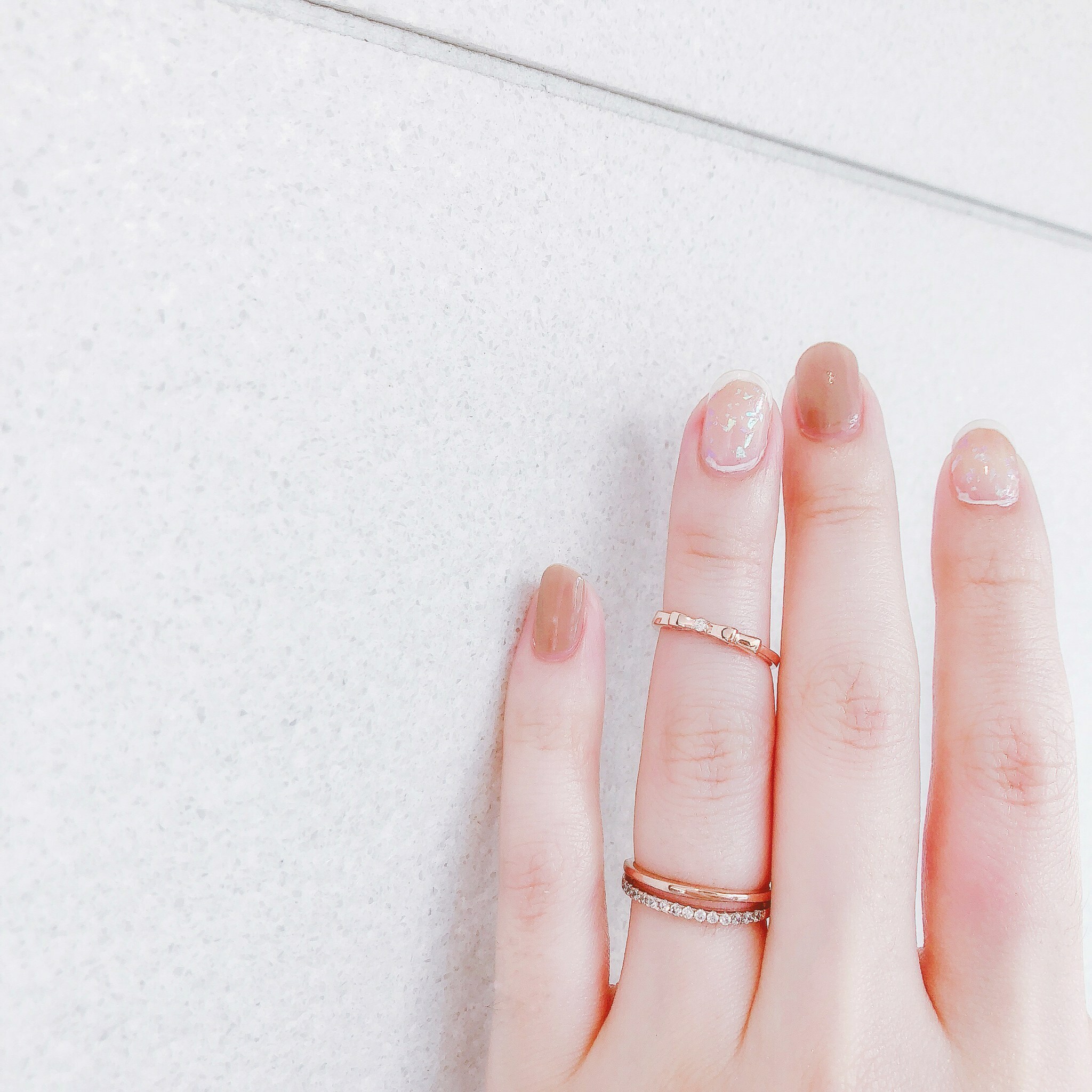 半糖層疊雙環 純銀戒指