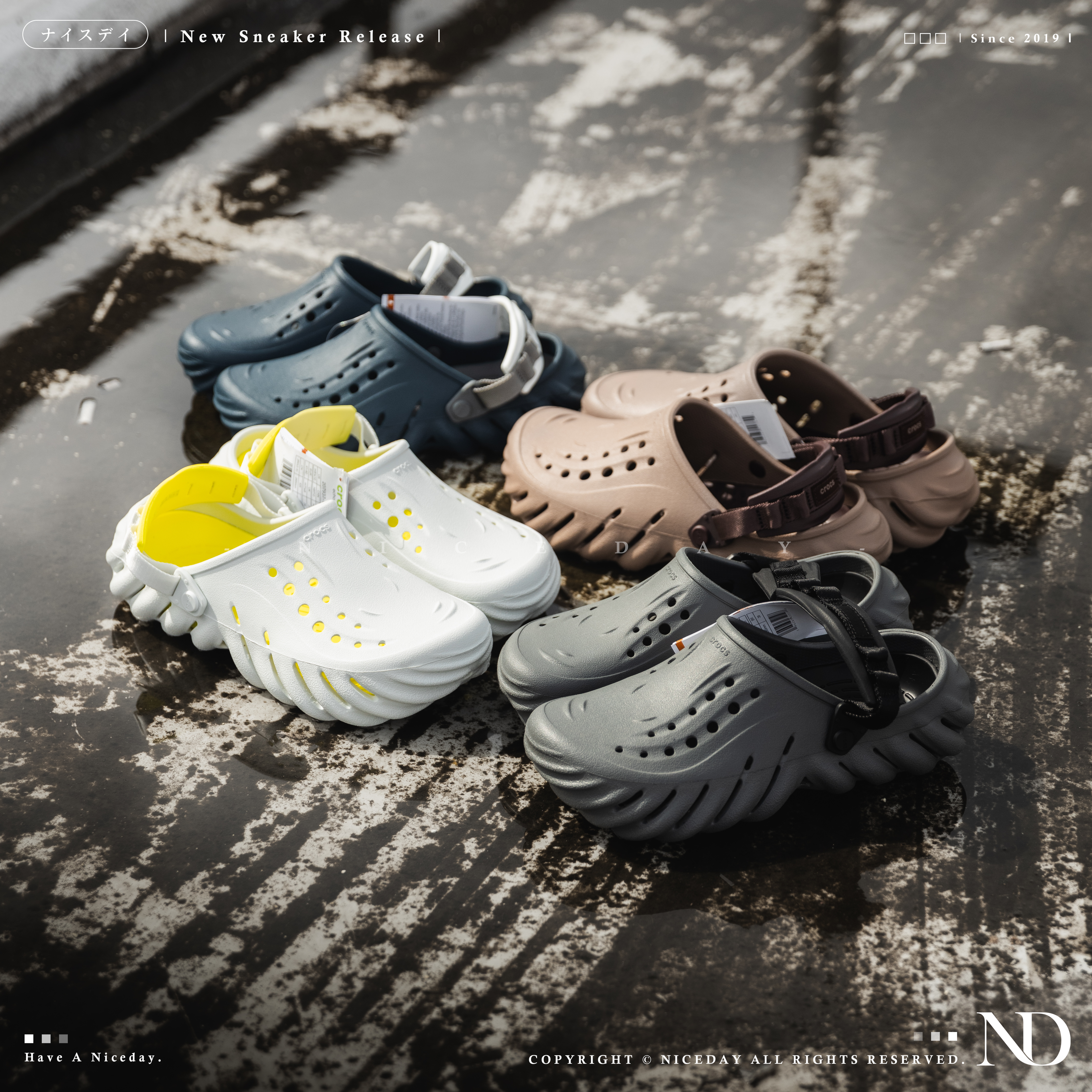 NICEDAY 現貨 Crocs Classic Crush 波波 洞洞鞋 厚底 踩屎感 四色 207937-0DA