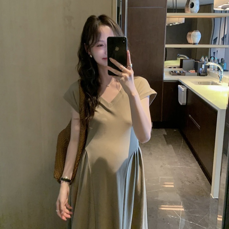 孕婦長袖側帶連身裙 main image 0