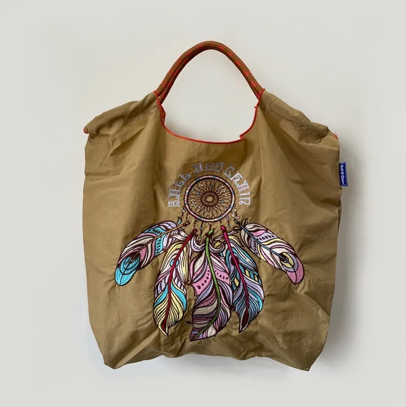 Ball＆Chain 刺繡環保購物袋 M號 - 卡其 (30102703)