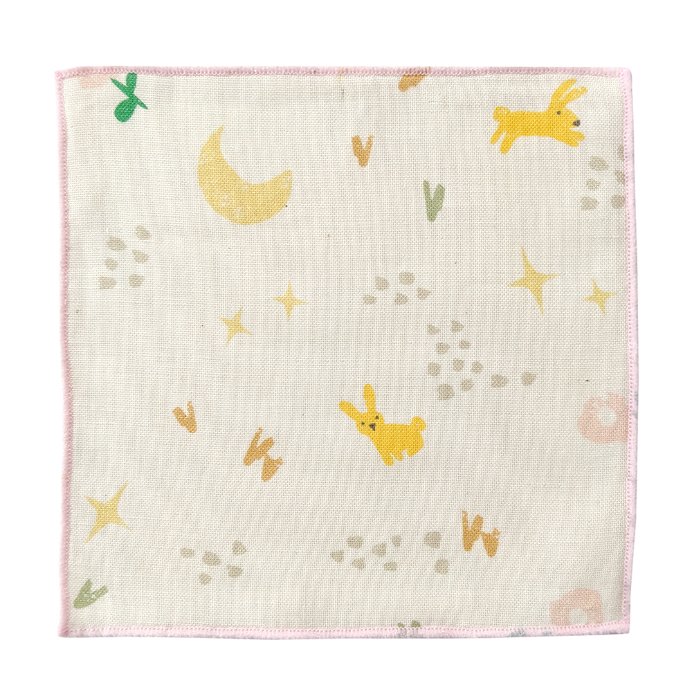 有機棉柔紗小手帕-月光兔 | 藍天畫布有機棉