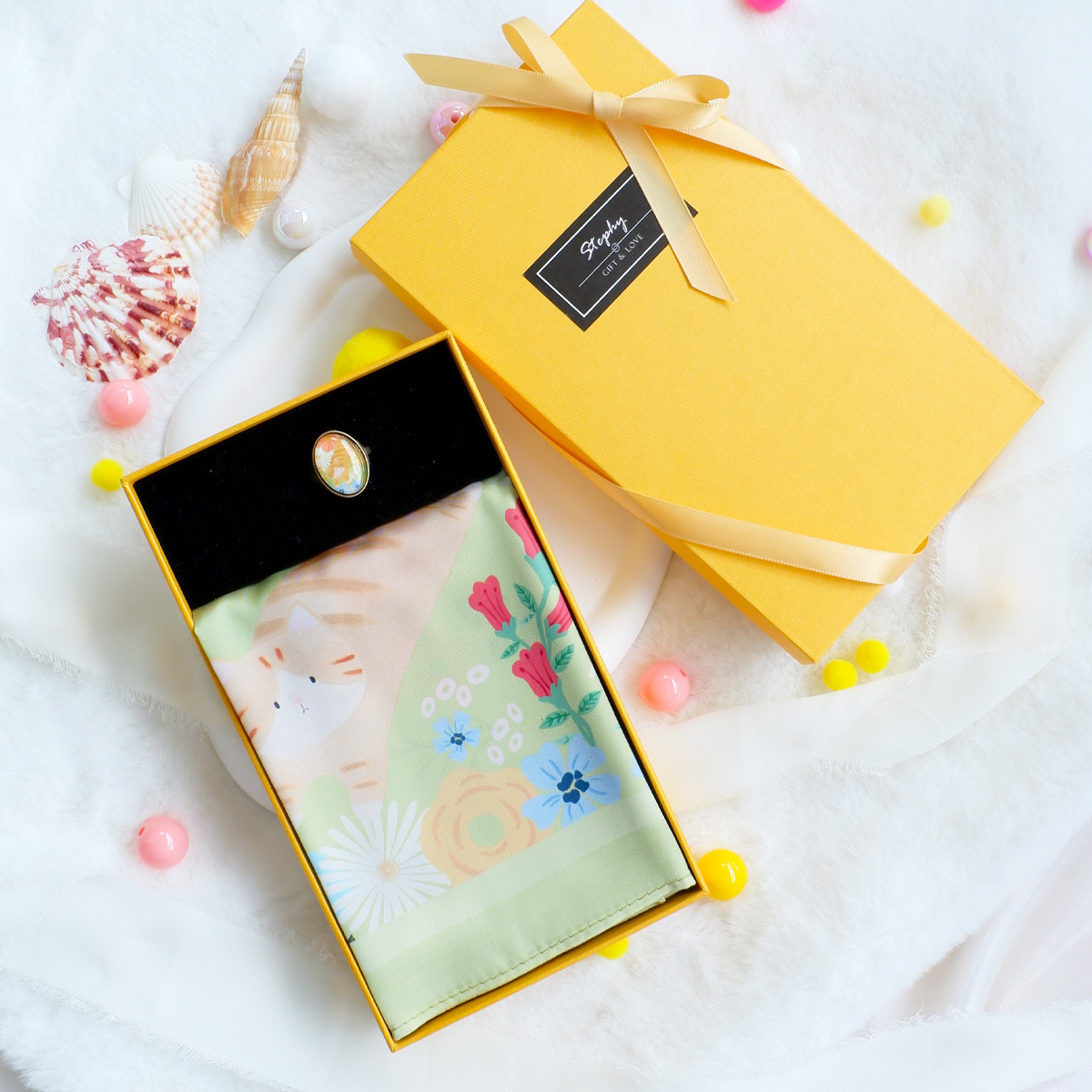 STEPHY 花花樂園小絲巾套裝